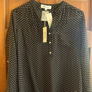 Alice Blue for Stitch Fix. Sheer black  Lucio Henley blouse